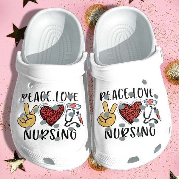 Peace Love Nursing Shoes Crocs Clog Indoor  Nurse Croc Shoes Gifts Mothers Day  For Mens And Womens